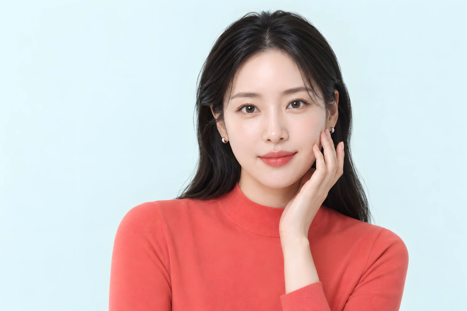 손을 볼 옆에 댄 물광·재생 안내 모델